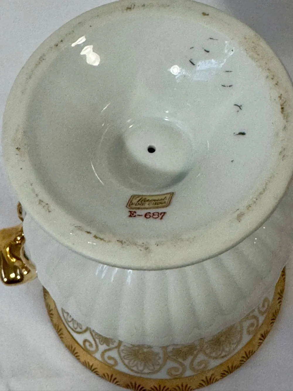 Norcrest Fine China 50th Anniversary Vase Urn Gold Trim Handles Vintage